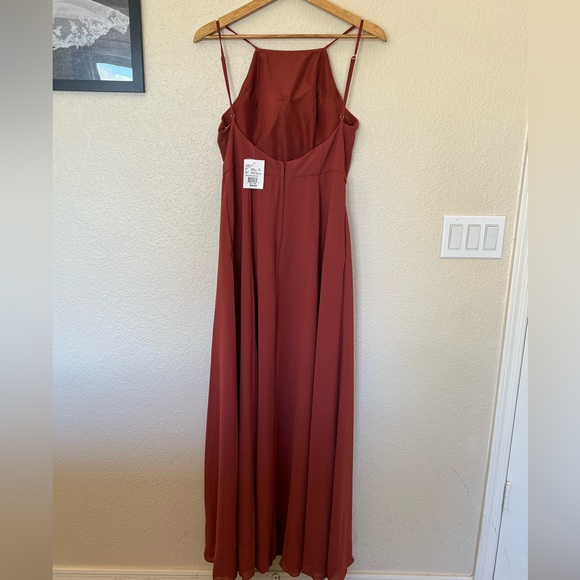 David’s Bridal | Cinnamon Chiffon High-Neck A-Line Dress - Picture 9 of 11